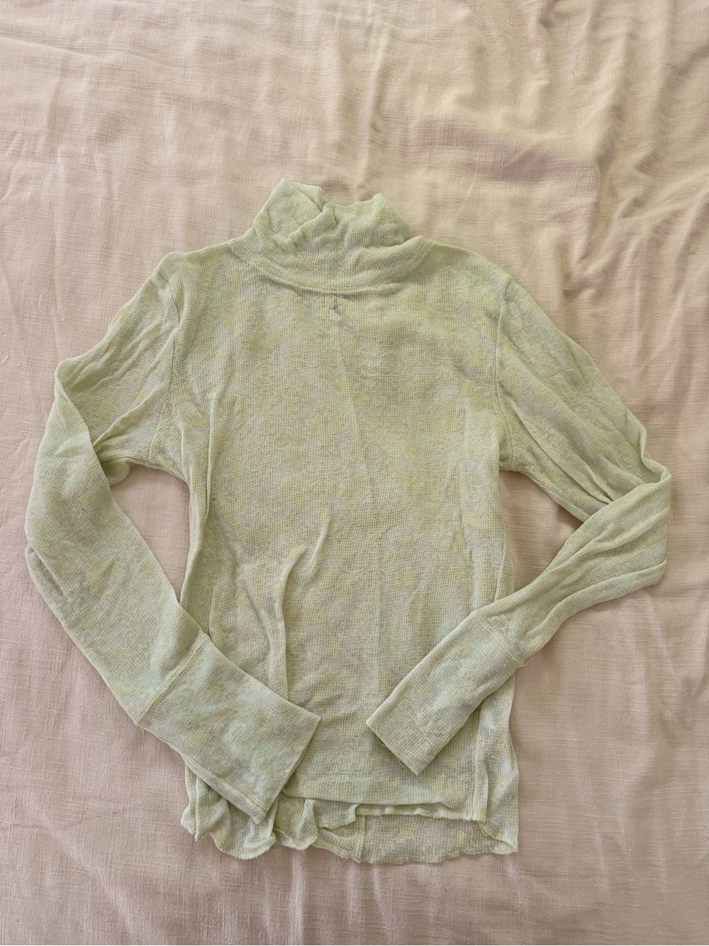 Free People Pale Green Lightweight Turtleneck Sheer Top
